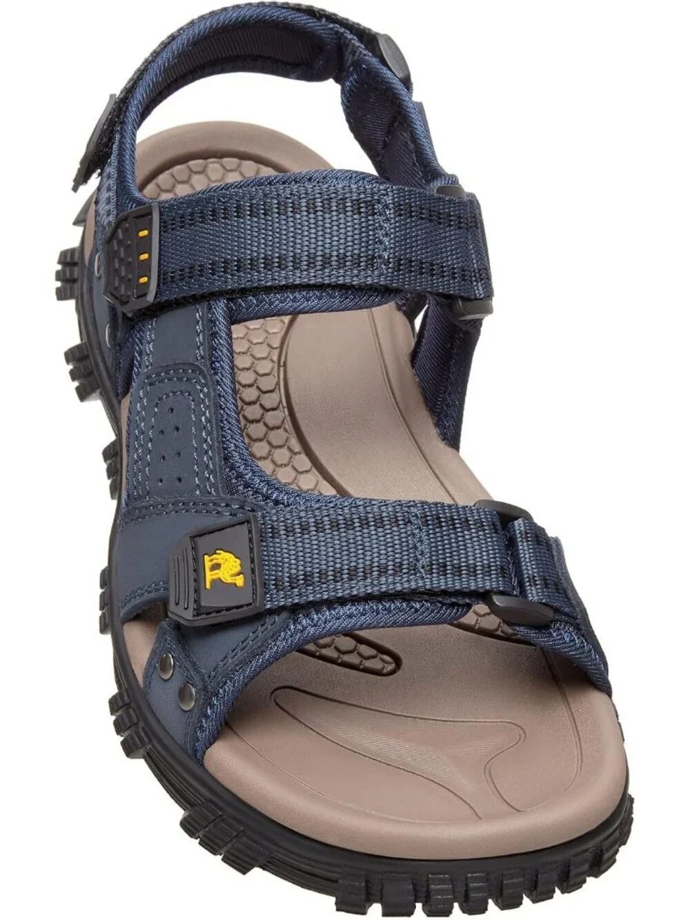 Men's Dark Blue Leather Waterproof Athletic Arch Support Hiking Sandal Shoes